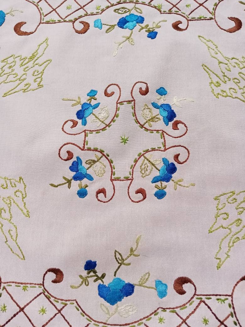 Napperon Vintage Brodé à La Main Décor Japonisant