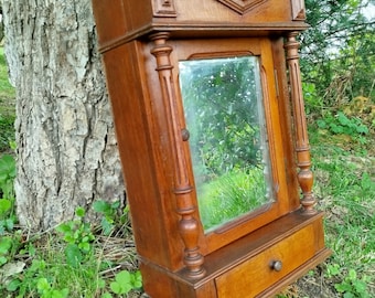 Vintage wall cabinet, 19th-century Victorian apothecary cabinet, antique wooden pharmacy cabinet