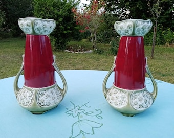 Pair of Art Nouveau earthenware vases by De Bruyn de Fives, Lille