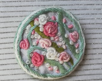 Hand-embroidered floral brooch