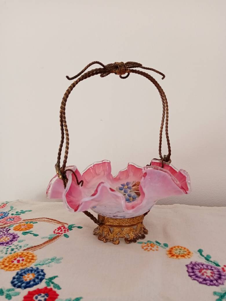 Baguier Ancien en Opaline Émaillé Antiquité Française Napoléon Iii