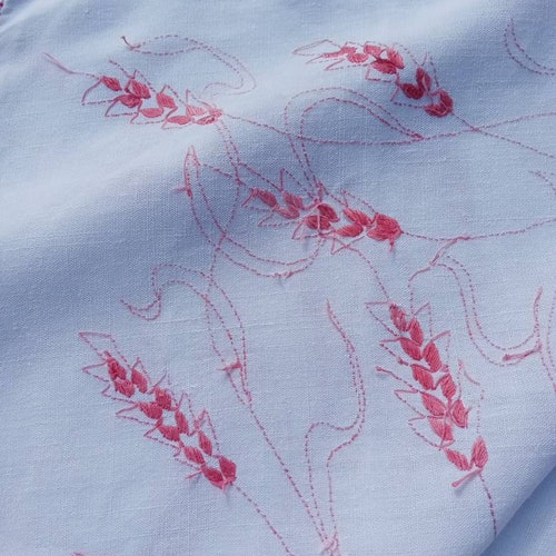Large hand-embroidered shops tablecloth ears of wheat