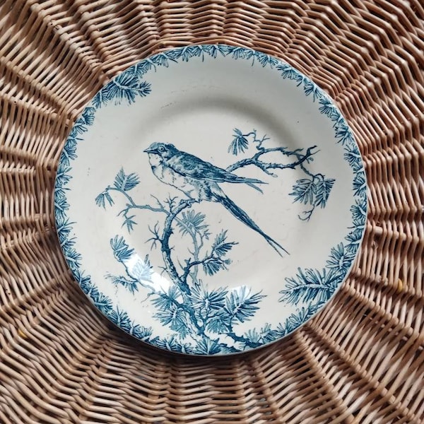 Assiette faïence de Gien oiseaux décor Provençal