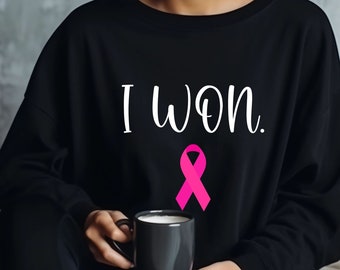 Breast Cancer Survivor Sweatshirt, I Won Hoodie,Cancer Awareness Long Sleeve,Fuck Cancer Shirt,Breast Cancer Pink Ribbon Gift,Cancer Warrior
