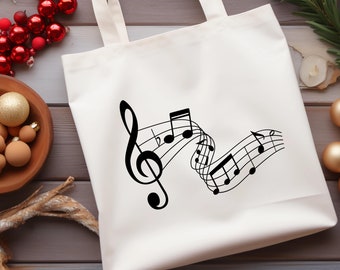 Music Notes Tote Bag, Music Teacher Tote Bag, Unique Gift for Music Lovers, Canvas Tote Bag, Women Shoulder Bag, Music Festival, School Bag