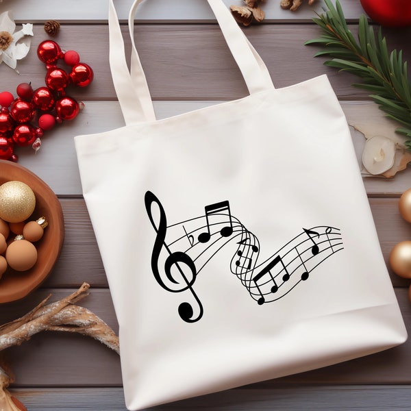 Music Notes Tote Bag, Music Teacher Tote Bag, Unique Gift for Music Lovers, Canvas Tote Bag, Women Shoulder Bag, Music Festival, School Bag