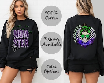 Momster Sweatshirt, Halloween Mutter Sweatshirt, Frauen Halloween Shirt, Halloween Geschenke, Herbst Sweatshirt, Mama Skelett Shirt, Kürbis Shirt