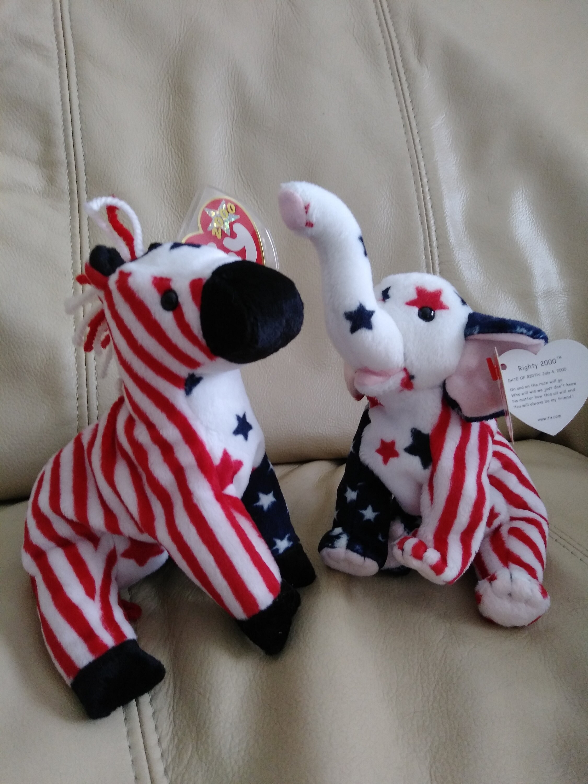 Beanie Babies TY Original Lefty and Righty 2000 Rare Vintage Etsy