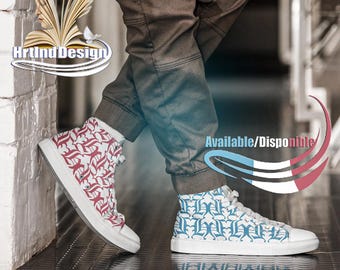 Homme : Chaussure montantes bleue, blanche, rouge