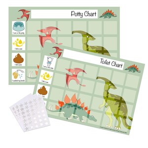 Digital Dinosaur Potty Toilet Training Sticker Chart for Toddlers by Cerise Publishing to print at home