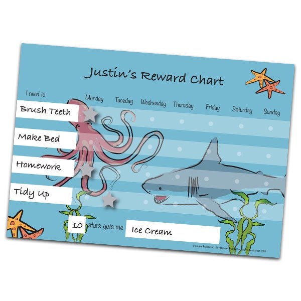 Underwater Adventures: A4 Sea Creature Reward Chart for Kids & Toddlers - Durable, Reusable, Velcro Stars