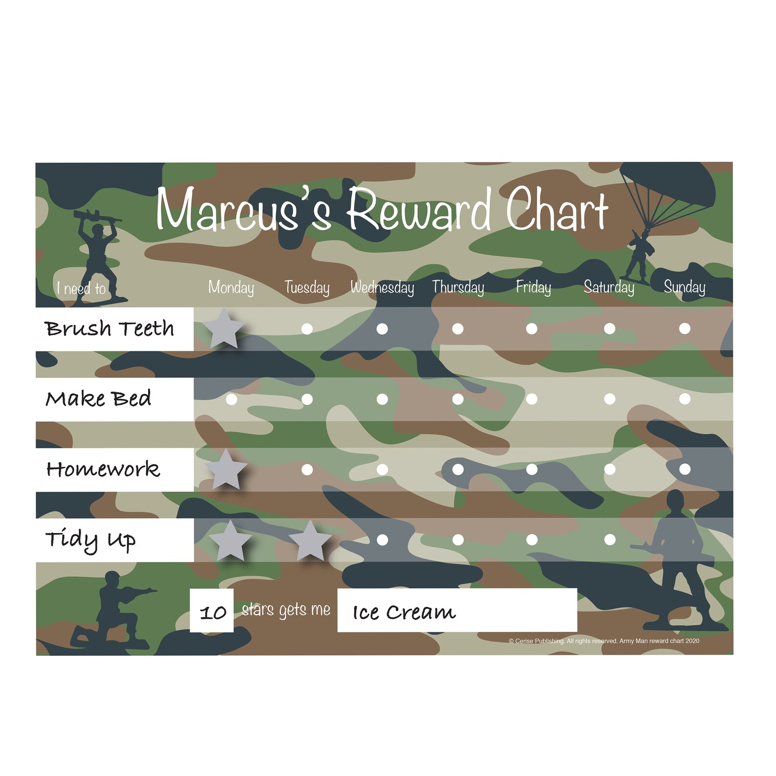 Army Man customisable A4 durable reusable reward chart with Etsy