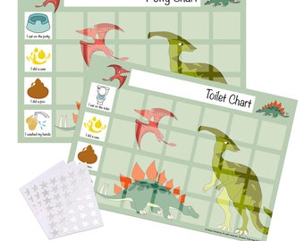 Dinosaur Potty Toilet Training Sticker Chart for Toddlers by Cerise Publishing