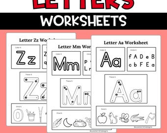 Preschool Alphabet Worksheets: ABC Letter Work, Busy Binder (Digital Download)