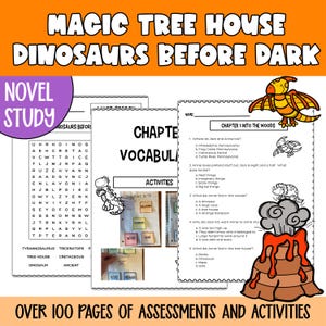 Magic Tree House: Dinosaurs Before Dark Novel Study (No Prep Worksheets)