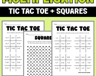 Multiplication Games Worksheets | Tic Tac Toe | Squares | Fact Fluency Practice