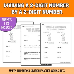 5th Grade Division Worksheets: 2-Digit Numbers, Singapore Math