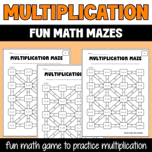 Laberintos de multiplicación / Práctica de fluidez con datos divertidos / Juegos para la educación en casa o centros de matemáticas sin preparación