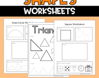 Preschool Shapes Worksheet Activities: Learning Shapes Busy Binder (Digital Download)