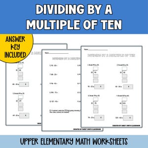 Divide by a Multiple of Ten | Dimensions | Singapore Math 5A | 5th Grade Division Practice Worksheets