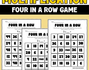 Multiplication Games | Four in a Row | No Prep Fact Fluency Practice |  | Easy Multiplication Worksheets