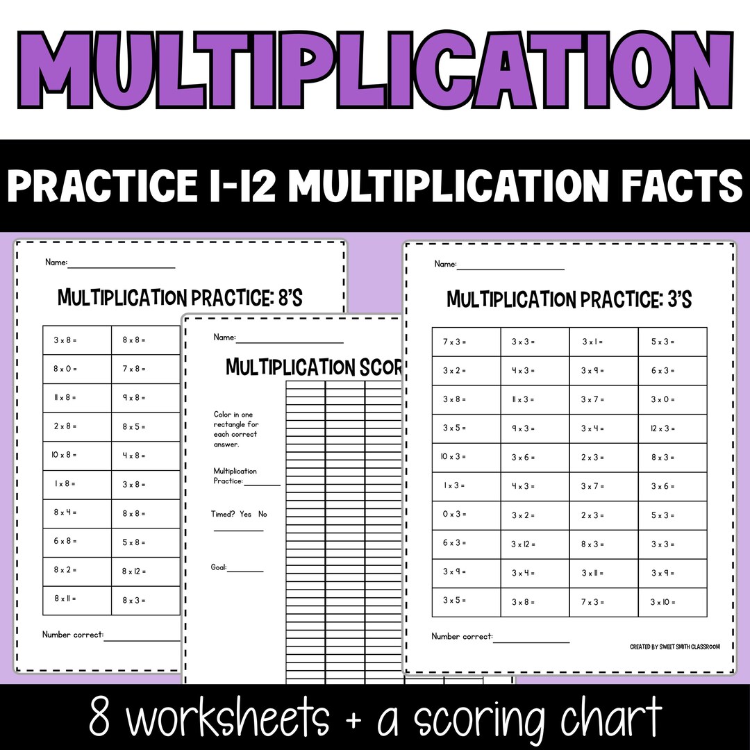 Multiplication Fluency Practice Worksheet | Timed Tests and Growth ...