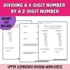 Hojas de trabajo de división larga de 5.º grado: 4 dígitos por 2 dígitos (formato PDF) Dimensiones de Singapur 5A