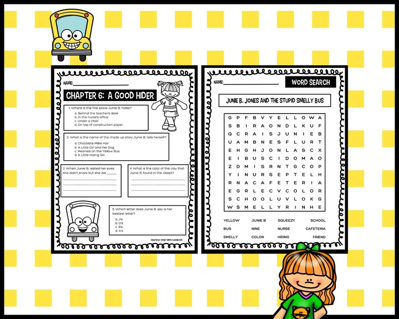 Junie B. Jones Novel Study Bundle: First 5 Books, Reading Comprehension ...
