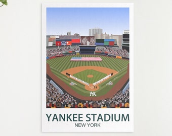 Yankee Stadium Baseball Print - Baseball Gifts - Yankee Stadium Poster - Baseball Poster - Baseball Art Print - New York Yankees