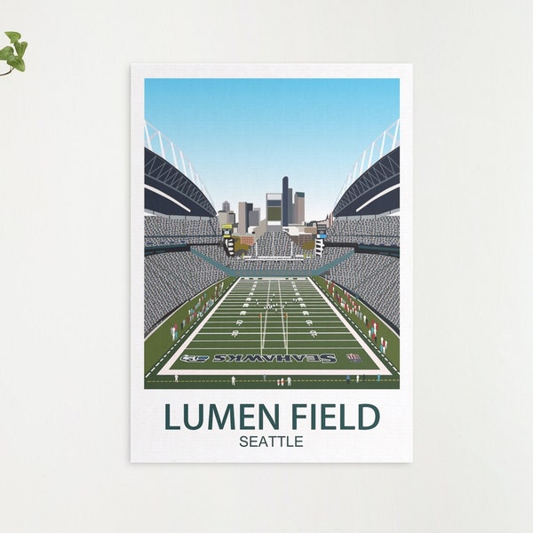 Lumen Field Seattle Print - Football Gifts - Lumen Field Poster - Seattle Seahawks Poster - Minimalist Sports Art - Seattle Seahawks Print