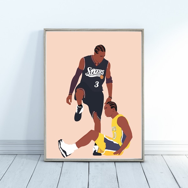 Allen Iverson Step Over Poster - Cadeaux Allen Iverson - Impression Allen Iverson - Affiche de basket-ball - Cadeaux de basket-ball - Allen Iverson