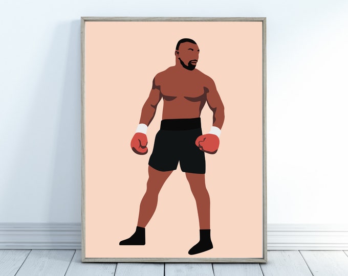 Poster Mike Tyson Boxing Grunge - Impression Sur Toile, Style Moderne, Rouge