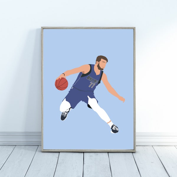 Luka Doncic Step Back Poster - Doncic Gifts - Luka Doncic Print - Basketball Poster - NBA Art Print - Minimalist Sports Art - Basketball Art