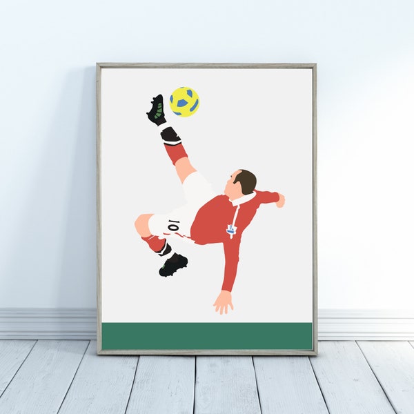 Wayne Rooney Bicycle Kick Poster - Manchester United Gifts - Wayne Rooney Print - Football Poster - Football Art Print