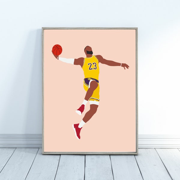 LeBron James Dunk Poster - LeBron Gifts - LeBron James Print - Basketball Poster - NBA Art Print - Minimalist Sports Art - Basketball Art