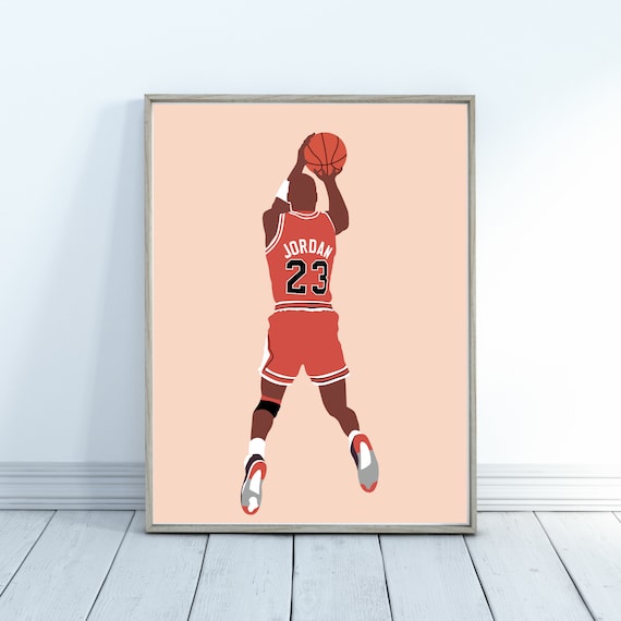 Michael Jordan 23 Hand Painted Poster Print, MJ, NBA, Chicago