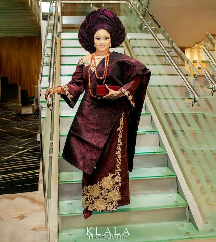 Brown Chocolate Traditional Couple aso oke set // Nigeria Etsy