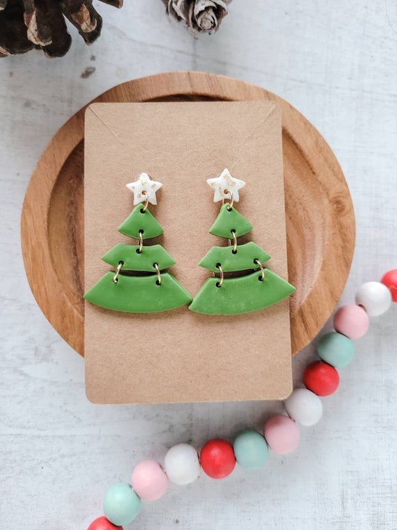 Christmas Clay Earrings Tutorial, Polymer Clay Earrings, Handmade Earrings