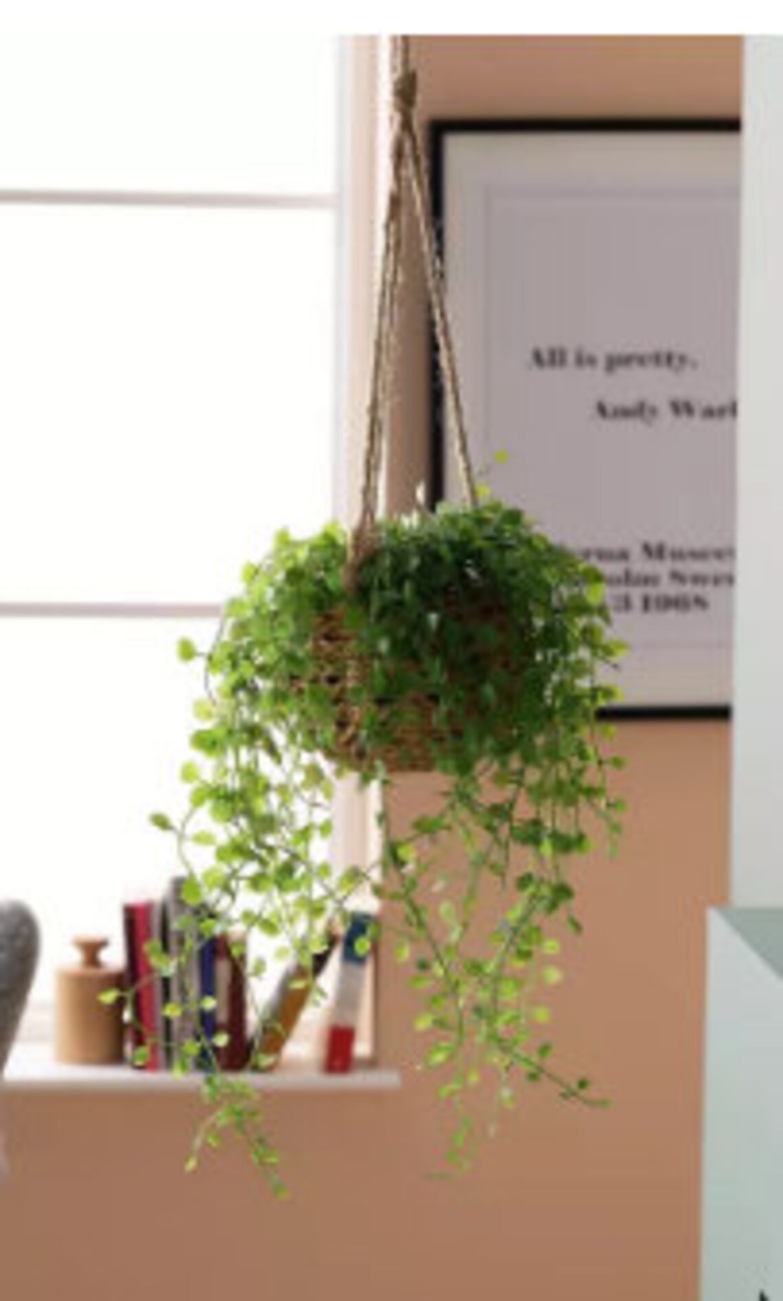 Artificial Trailing Plant in Wicker Hanging Basket Etsy