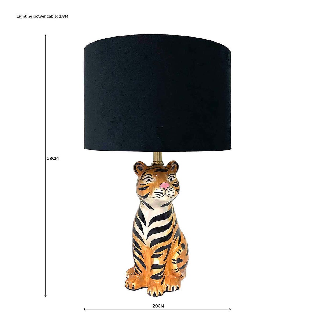 Ceramic Tiger Table Lamp Jungle Themed Velvet Lampshade Etsy