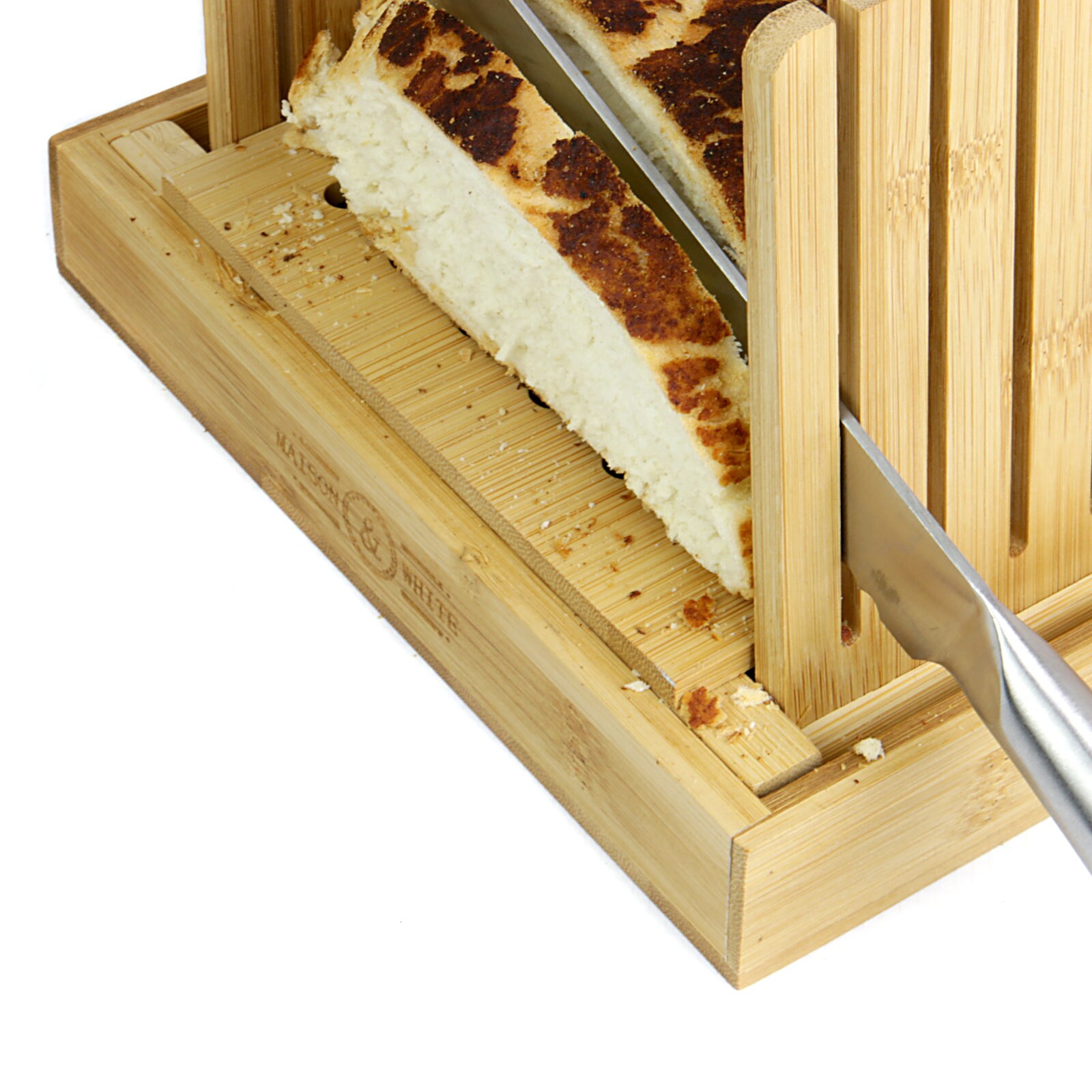 Bamboo Bread Loaf Slicer Cutting Board Crumb Catcher Etsy
