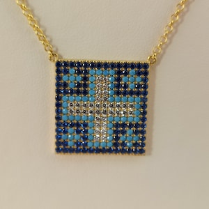 Cross necklace in sterling silver 925 with cubic zirconia,  Necklace cross in sterling silver 925 with cubic zirconia