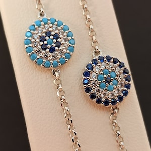 Evil Eye Armband aus Sterlingsilber 925 mit AAAAAA Qualität verschiedenen Farben Zirkonia-Steinen