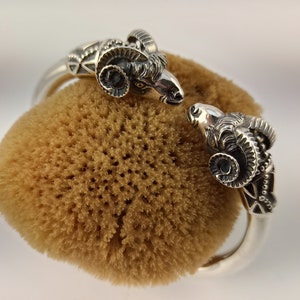 Ram head bracelet in sterling silver 925,Sterling silver bracelet ,with ram heads