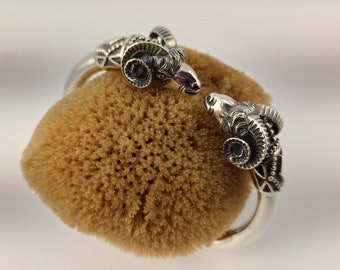 Ram head bracelet in sterling silver 925,Sterling silver bracelet ,with ram heads