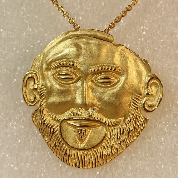 Brooch and pendant with the mask of Agamemnon in 18carat solid yellow gold