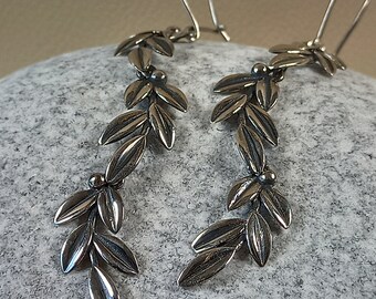 Olivenblatt Ohrringe aus oxidiertem Sterlingsilber 925