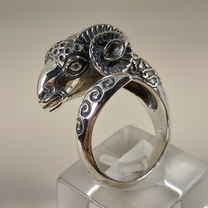 Bague de tête de bélier en argent sterling 925