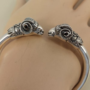 Ram heads sterling silver 925 bracelet,  Sterling silver 925 bracelet with ram heads,  Ram head bracelet in sterling silver 925