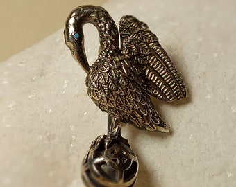 Brooch with a pelican figure made of sterling silver 925